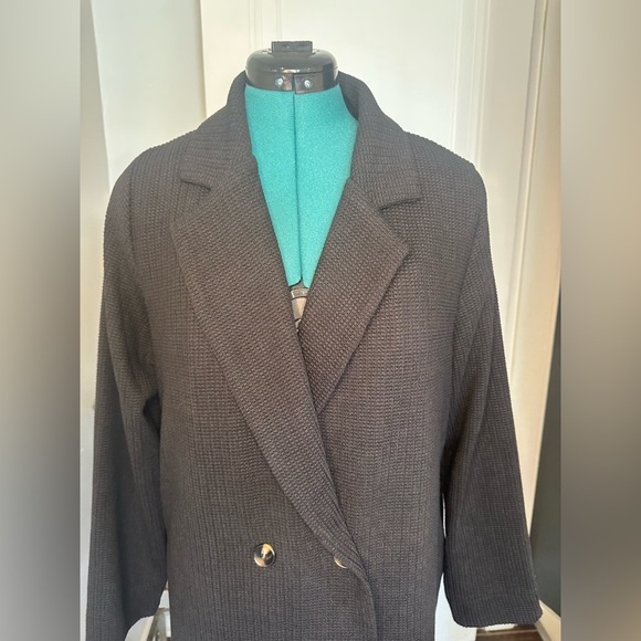 Cozy Co Waffle Knit Long Cardigan Black Knit size small - Picture 14 of 14